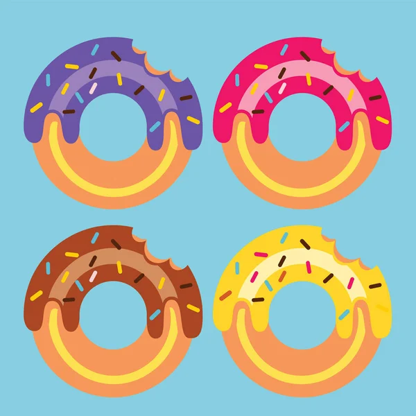 Four Donuts Vector Illustration — Stock Vector