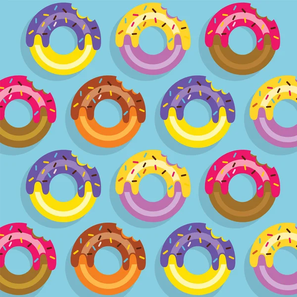 Pattern Colourful Donuts Vector Illustration — Stock Vector