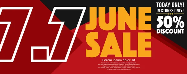 Ιούνιος Μήνα Τοις Εκατό Έκπτωση Πώληση Banner Εικονογράφηση Διάνυσμα — Διανυσματικό Αρχείο
