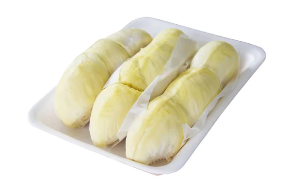 Durian Στο Πακέτο Απομονώσει Λευκό Φόντο Durian Είναι Βασιλιάς Των — Φωτογραφία Αρχείου