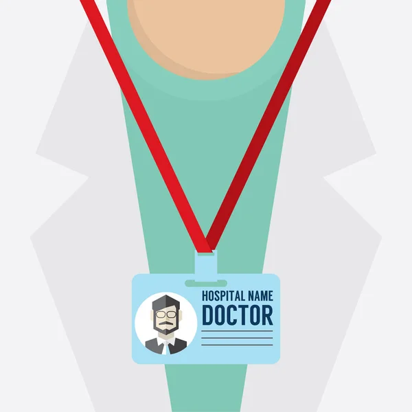 Läkare Och Nackband Kort Medan Arbetar Vektor Illustration — Stock vektor