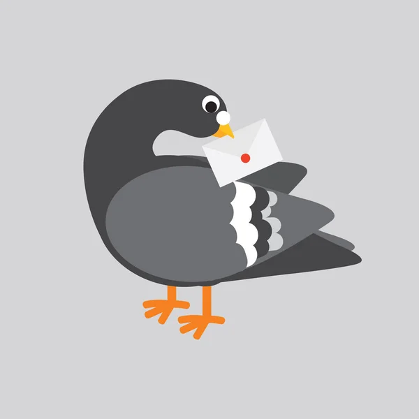 Flat Design Post Pigeon Χρήση Περιστεριών Για Την Αποστολή Πληροφοριών — Διανυσματικό Αρχείο