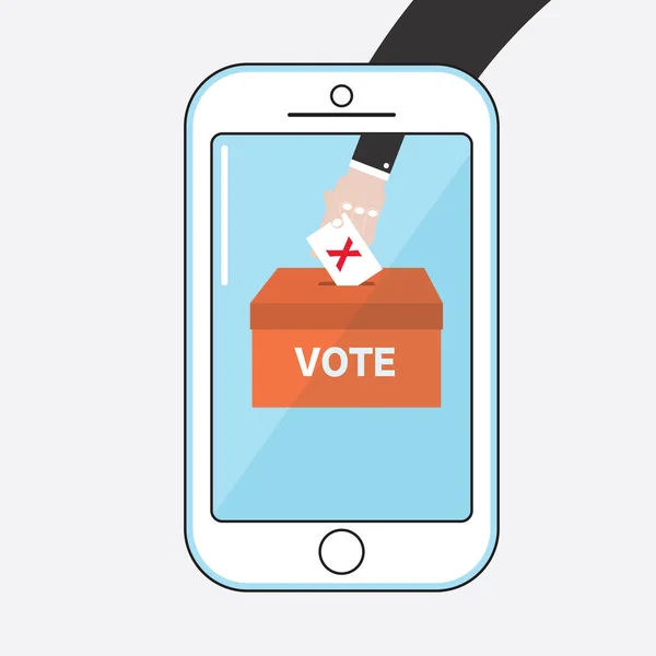 Design Piatto Voto Online Tramite Smartphone Concetto Vettoriale Illustrazione — Vettoriale Stock