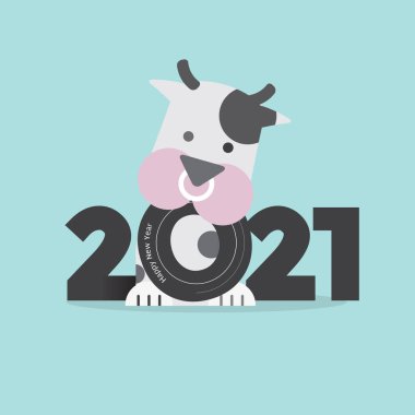 2021 Mutlu Yıllar İnek Zodiac Logosu Sembol Gösterimi Yılı
