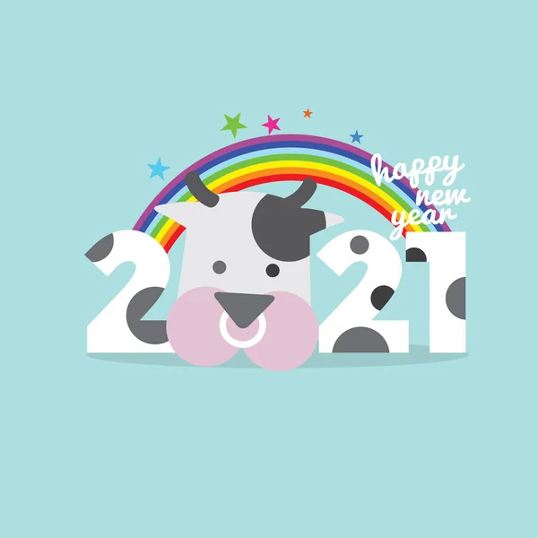 2021 Frohes Neues Jahr Ist Das Jahr Der Kuh Tierkreis — Stockvektor