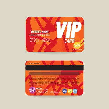Ön ve arka VIP Üye Kartı Şablon Vektör İllüstrasyonu