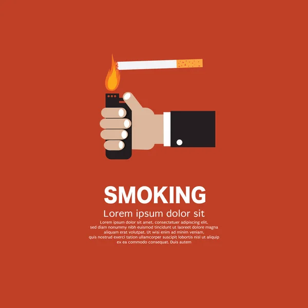 Man Hand Lit Cigarette Lighter Smoking Bad Your Health Vector — Stock Vector