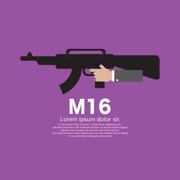 Hand Man Holding Gun M16 Used War Vector Illustration — Stock Vector