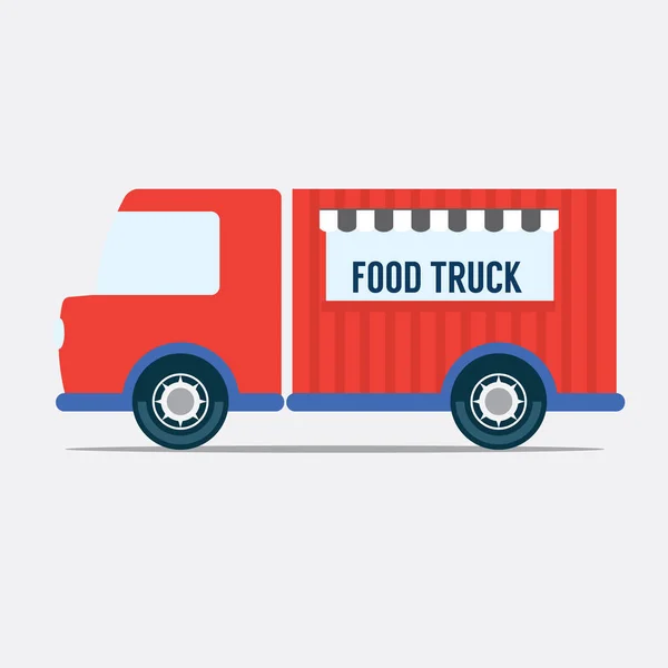 Seitenansicht Food Truck Auto Vektor Illustration — Stockvektor