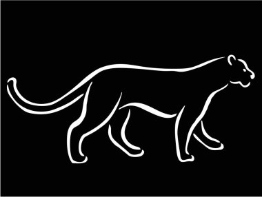 Panter siyah arka plan üzerine beyaz siluet