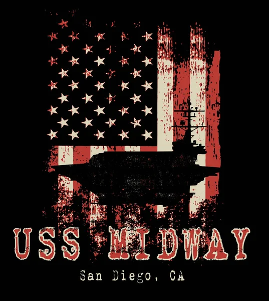 Usa Ruwe Vlag Uss Midway San Diego — Stockvector