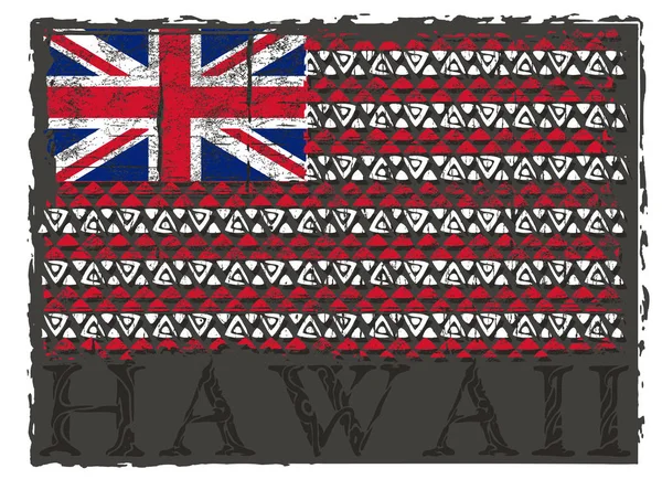 Hawaiian Tribal Flag Inscription Hawaii Gray Background — Stock Vector