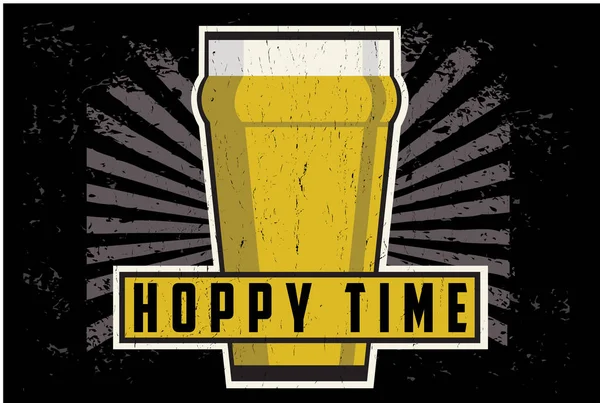 Hoppy Tijd Bier Vectorillustratie — Stockvector
