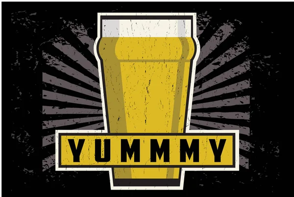 Yummy Beer Glass Vector Illustration — Stock Vector