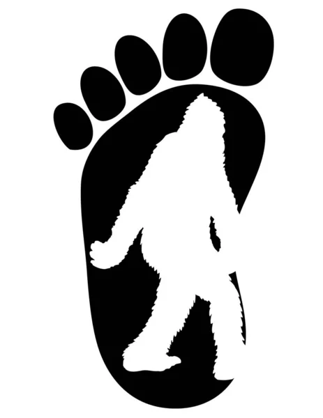 Schwarzweiß Bigfoot Silhouette Einfach Vektorillustration — Stockvektor