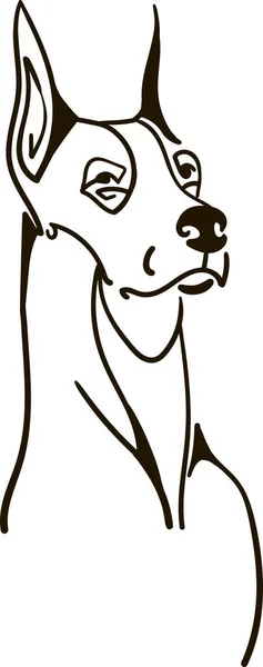 勇敢的多伯曼粉红狗的画像 — 图库矢量图片