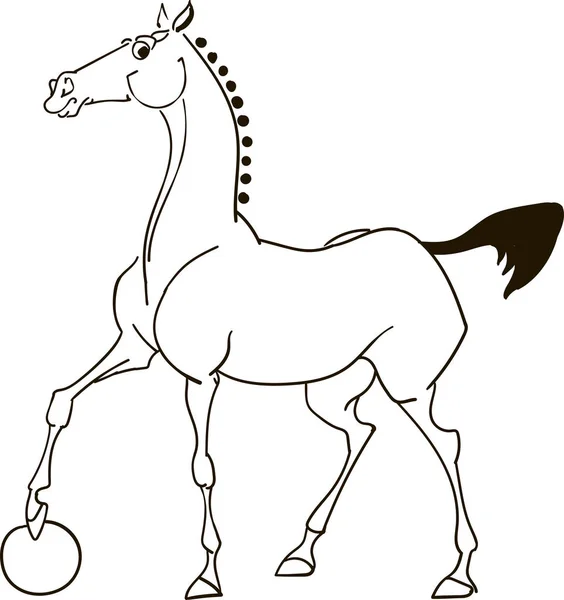 Häst Med Bollen Vektorillustration — Stock vektor