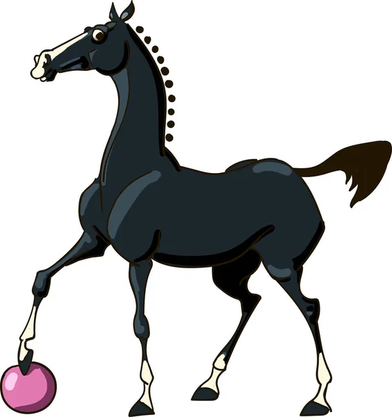 Μαύρο Άλογο Εικονογράφηση Φορέα Μπάλα — Διανυσματικό Αρχείο