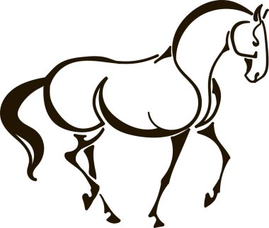 Piaffe horse silhouette illustration  clipart