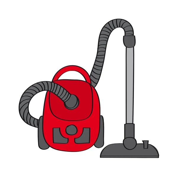 Red Vacuum Cleaner Original Hand Drawn Illustration — Stock Vector