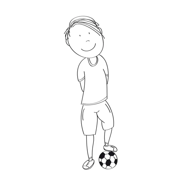Feliz Adolescente Con Pelota Listo Para Jugar Fútbol Fútbol Ilustración — Vector de stock