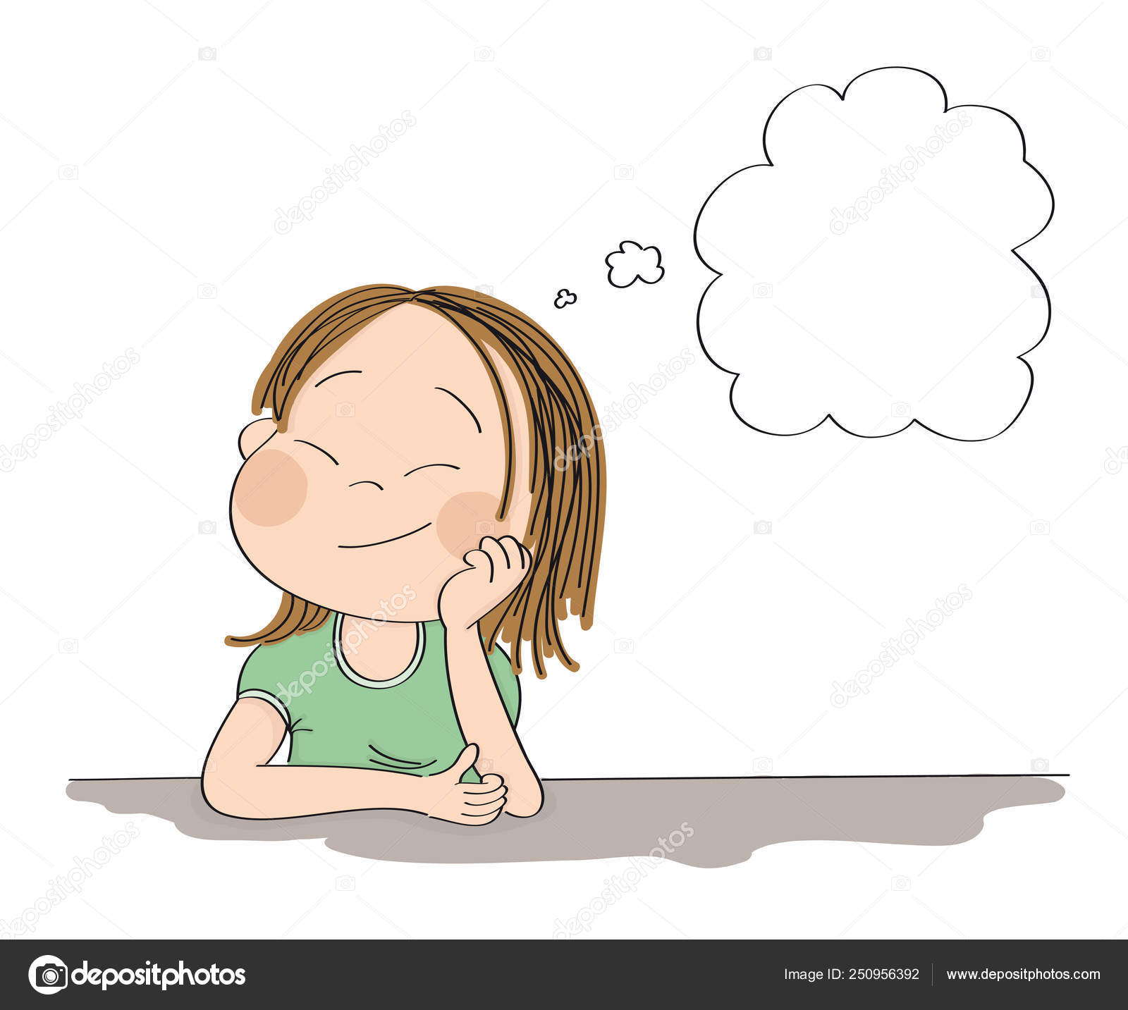 Small cute girl daydreaming, imagining something. Original hand Stock Vector Image by ©hancik #250956392 Small cute girl daydreaming, imagining something. Original hand Stock Vector Image by ©hancik #250956392