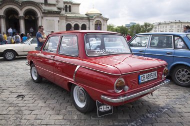 Sofia, Bulgaristan - 19 Mayıs 2018: Retro geçit eski retro ya da eski model araba ya da otomobil
