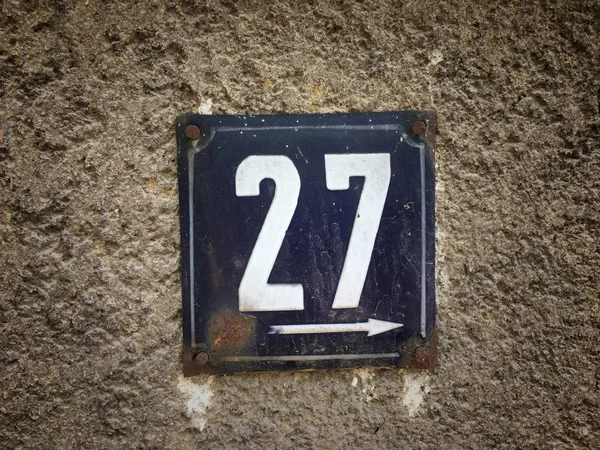 Vintage Grunge Square Metal Rusty Plate Number Street Address Number — Stock Photo, Image