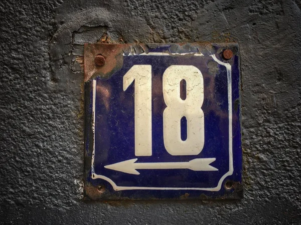 Vintage Grunge Square Metal Rusty Plate Number Street Address Number — Stock Photo, Image