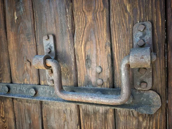 Alte Retro Holztür Mit Vintage Schrank Aus Eisen Eine Holztür — Stockfoto