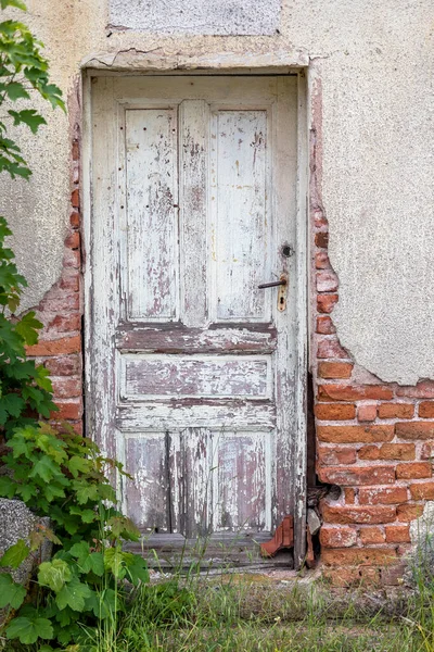 Detalj Övergiven Förstörd Inre Huset Gammal Trädörr — Stockfoto