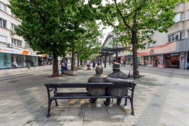 SOFIA, BULGARIA - 17 Mayıs 2020: Bulgaristan 'ın Sofya şehir merkezindeki' Slaveikov 'meydanı yenilendi 