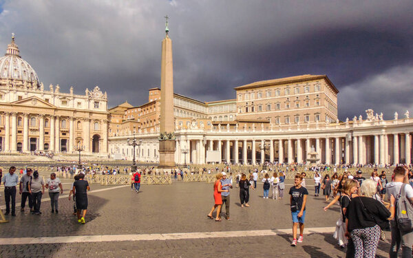 Vatican - Rome Italy - September 2018. The view of St. Peter Square on Vatican City. 