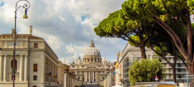 Vatican - Rome, Italy September 2018. Front View of saint Peter Basilica.  clipart