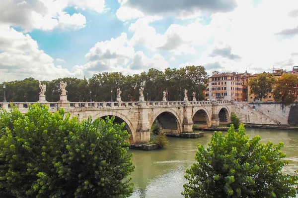 Antico Ponte Sant Angelo Roma Italia — Foto Stock