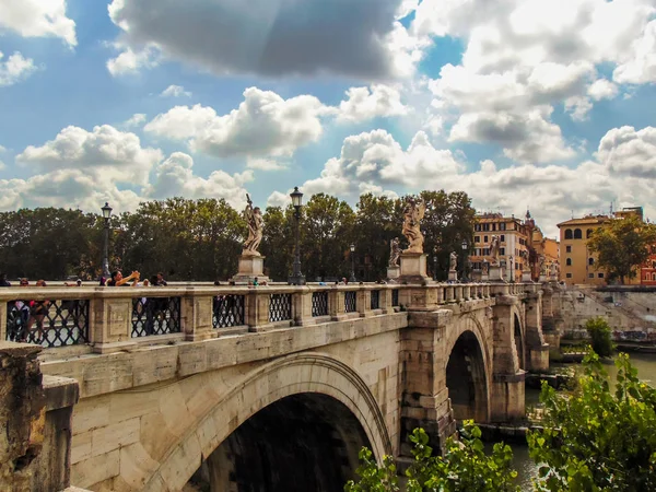 Roma Italia Settembre 2018 Antico Ponte Sant Angelo Ponte Romano — Foto Stock