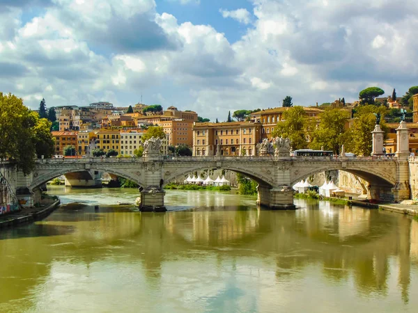 Nézet Vittorio Emanuele Híd Tiberis Folyó Róma Olaszország — Stock Fotó