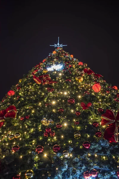 Rekreační Výzdoba Tiraně Albánie Vánoční Stromek — Stock fotografie