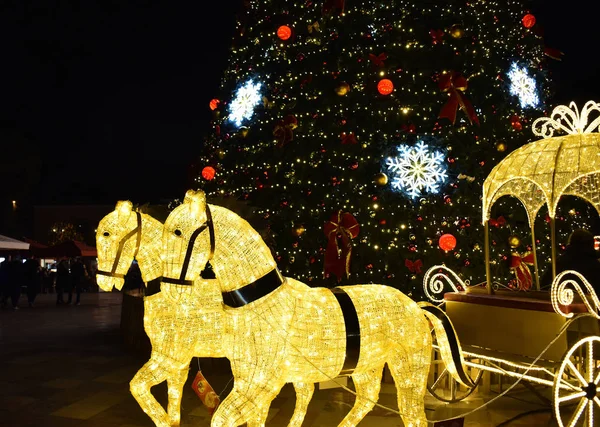 Holiday Decorations Tirana Albania — Stock Photo, Image