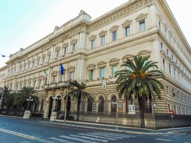 Roma, İtalya - Eylül 2018: Palazzo Koch bir Rönesans Revival Via Nazionale Roma, İtalya ve geçerli merkez ofisi ülkenin Merkez Bankası, Banca Bisiklet turu sarayıdır.