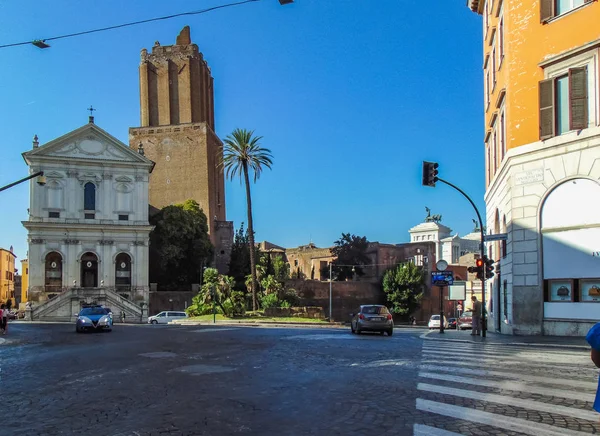 Řím Itálie Září 2018 Věž Milice Vojenské Katedrála Santa Caterina — Stock fotografie