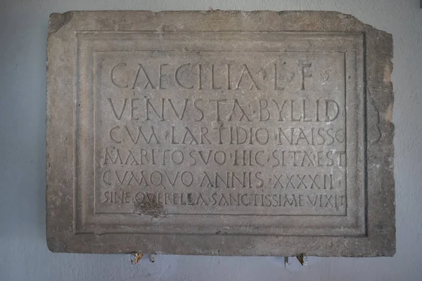 Ancient Roman Tombstone With Latin Inscription