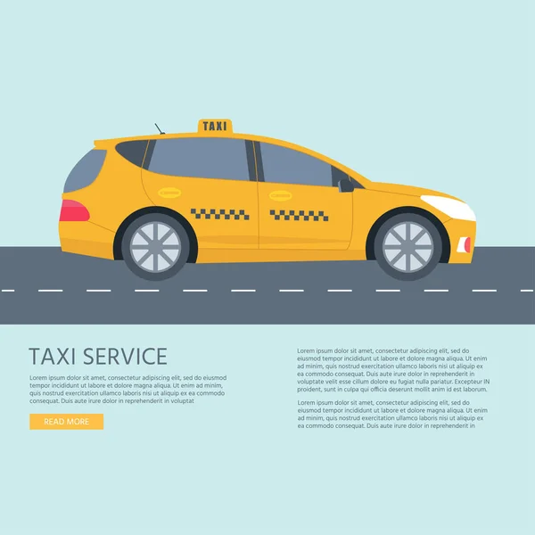 Affisch Med Maskin Gul Hytten Offentlig Taxi Servicekoncept Isolerade Vit — Stock vektor