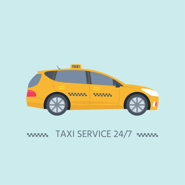 Taxi Jaune Cabine Sur Fond Bleu Concept Service Taxi Public — Image vectorielle