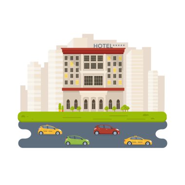 Araba ile şehir pahalı lüks otel.