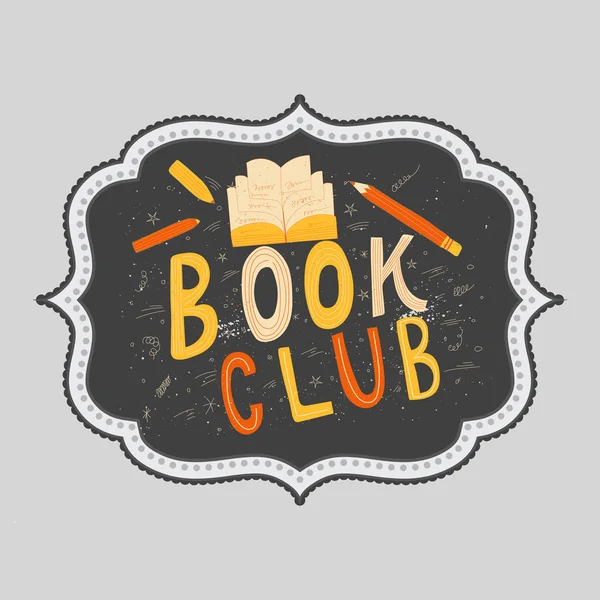 Elle çizilmiş için davetiye ve tebrik kartı, promo, kitap kulübü yazıt harflerle baskı, el ilanı, kapak ve posterler. Tebeşir arka plan ile vintage illüstrasyon vektör