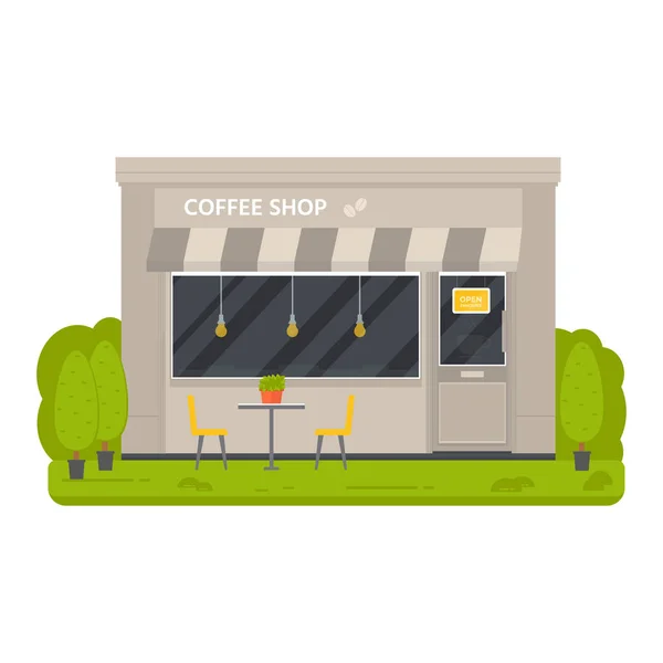 Vector Platte Ontwerp Restaurant Buitenkant Coffeeshops Facad Pictogram Van Gebouwen — Stockvector