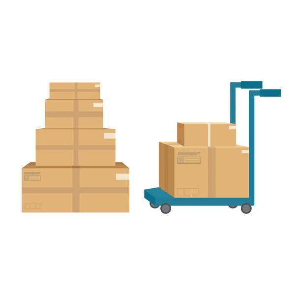 Logistik Und Zustelldienst Isoliert Auf Weißem Hintergrund Pakete Schachteln Pakete — Stockvektor