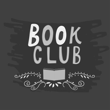 Elle çizilmiş için davetiye ve tebrik kartı, promo, kitap kulübü yazıt harflerle baskı, el ilanı, kapak ve posterler. Tebeşir arka plan ile vintage illüstrasyon vektör. 