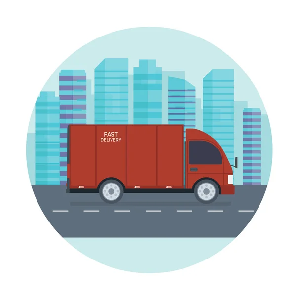 Konsep Logistik Dan Jasa Pengiriman Truk Truk Truk Van Dengan - Stok Vektor